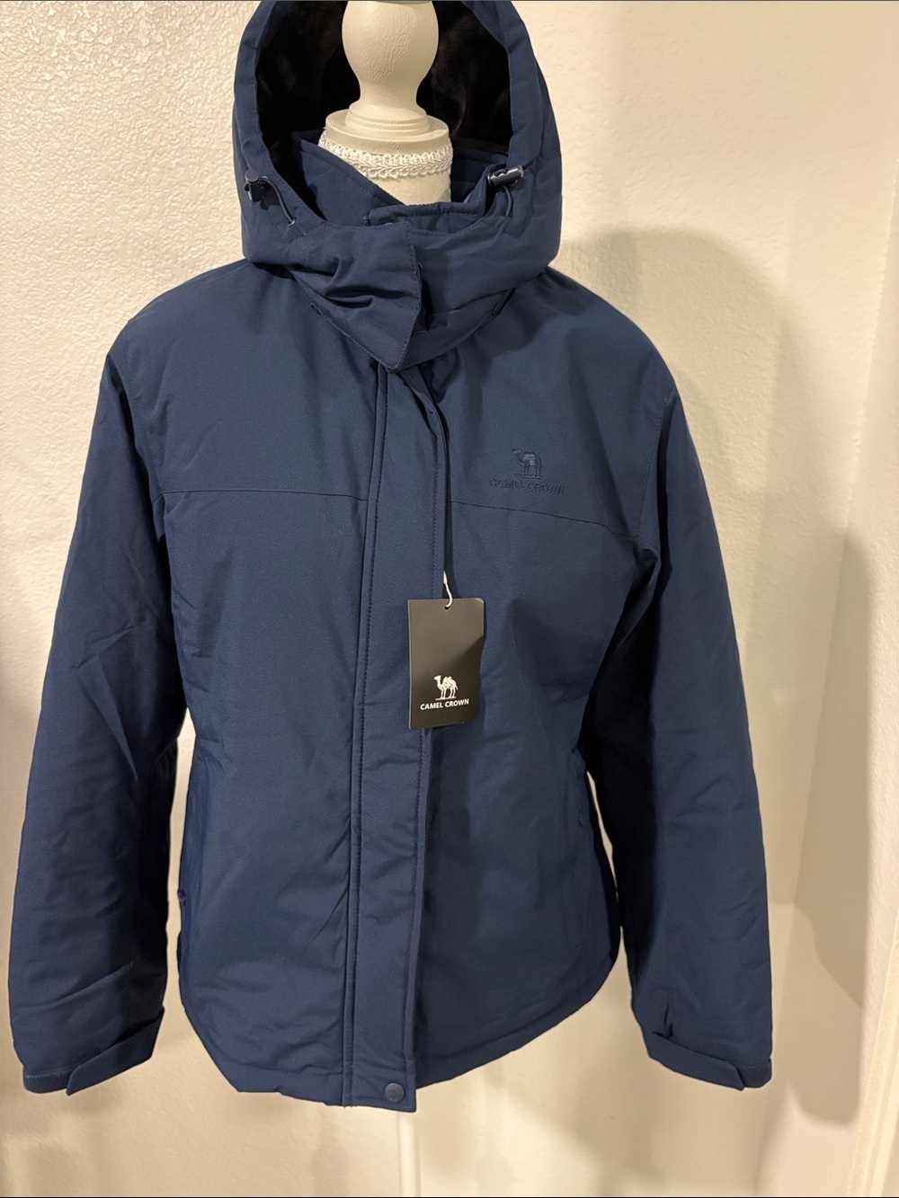 Camel Crown Women's Navy Hooded Puffer Jacket